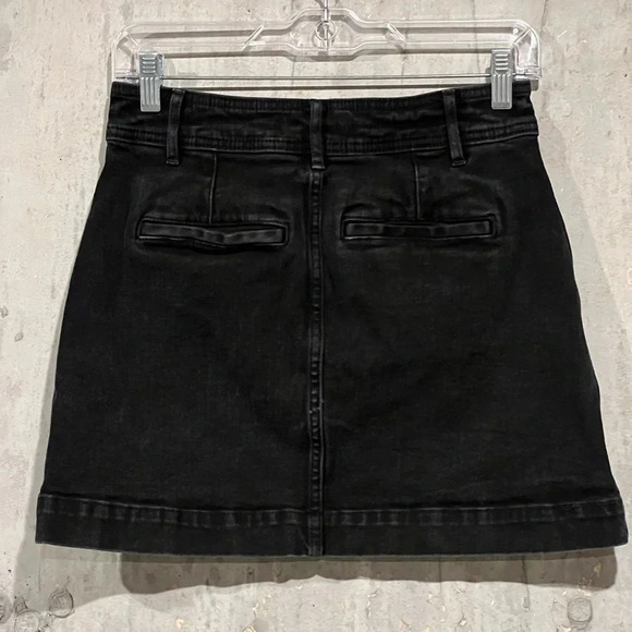 Madewell Stretch Denim A-Line Skirt Women's Size 2 Carbon Black Pockets Mini - Picture 2 of 10